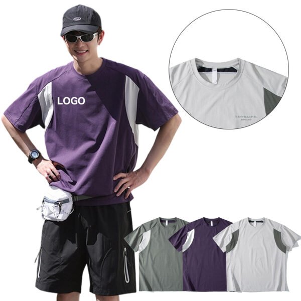 1 (3) Colorblock Cotton Short Sleeve Tee