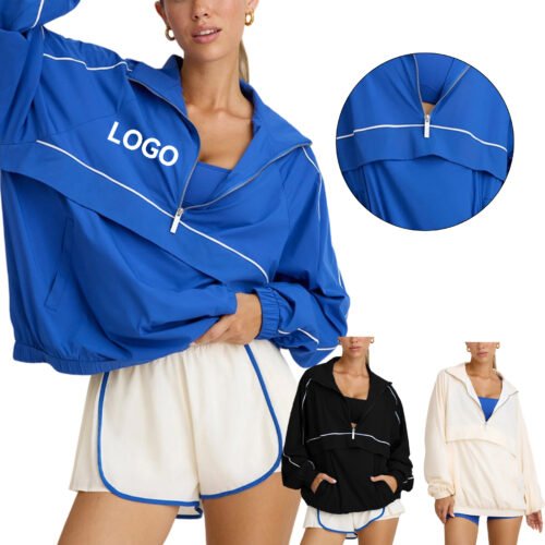Casual Zip-Up Long Sleeve Set with Shorts