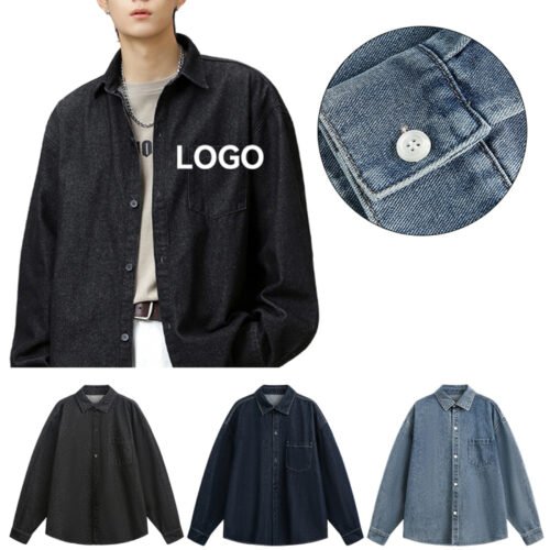 78798798 Men’s Cotton Denim Shirt – Long Sleeve