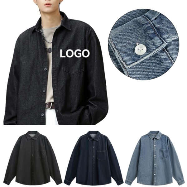 78798798 Men’s Cotton Denim Shirt – Long Sleeve