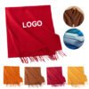Faux Cashmere Wool Scarf with Fringe