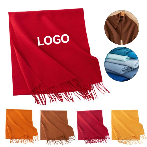 Faux Cashmere Wool Scarf with Fringe