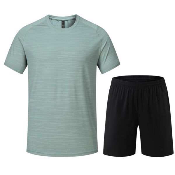 SKU_KJW-6808淡蓝色 Casual Cotton Short Sleeve & Shorts Set