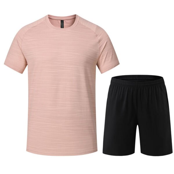 SKU_KJW-6808粉色 Casual Cotton Short Sleeve & Shorts Set