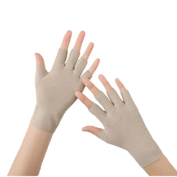 SKU_保暖米色-半指 Winter Knit Fingerless Gloves