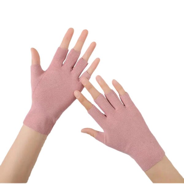 SKU_保暖粉色-半指 Winter Knit Fingerless Gloves