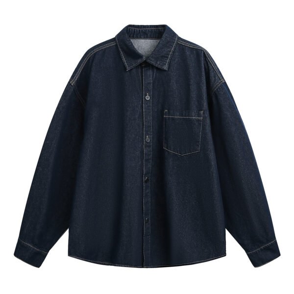 SKU_复古蓝 Men’s Cotton Denim Shirt – Long Sleeve