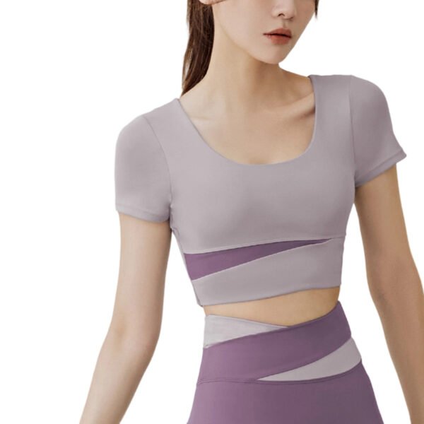 SKU_奶肤紫短袖 Slim Fit Activewear Set