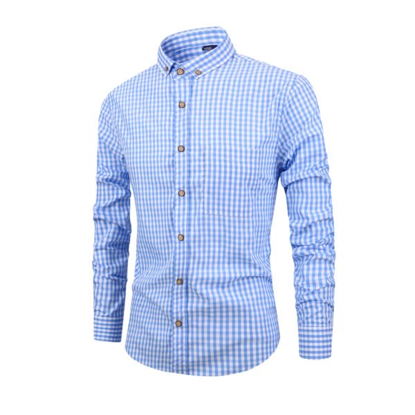 SKU_款1浅蓝格 Men’s Long-Sleeve Shirt – Wrinkle-Free
