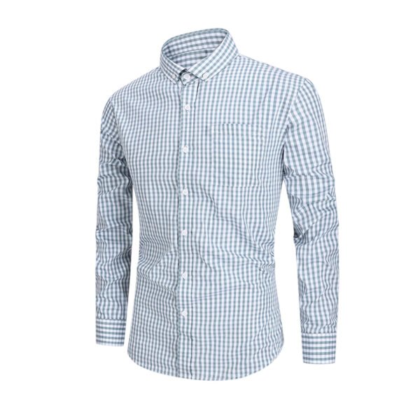 SKU_款1绿格 Men’s Long-Sleeve Shirt – Wrinkle-Free