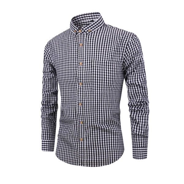 SKU_款1黑白格 Men’s Long-Sleeve Shirt – Wrinkle-Free