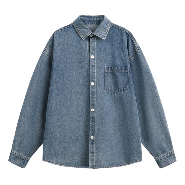 SKU_水洗蓝 Men’s Cotton Denim Shirt – Long Sleeve