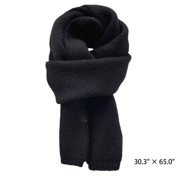SKU_法式小围巾-纯色黑 Korean-Style Winter Knit Scarf
