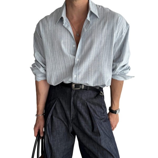 SKU_蓝色 Men's casual shirts