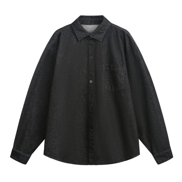 SKU_黑色 Men’s Cotton Denim Shirt – Long Sleeve