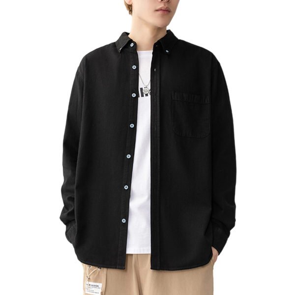 SKU_黑色 Longsleeve Denim Shirt