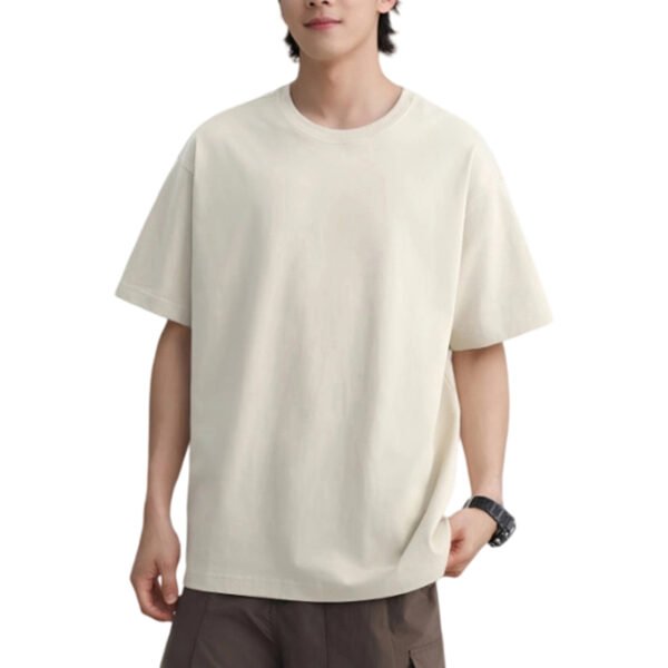 SKU图_奶杏色 Men’s Cotton Short Sleeve T-Shirt