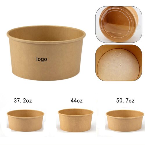 Kraft Paper Takeout Bowls with Lids