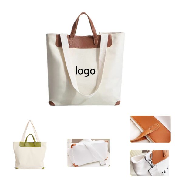 未标题-1 Logo Printed Canvas Shopper Tote